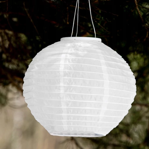 Nagyméretű Napelemes Party LED Lampion, 28 cm, fehér, 1 db