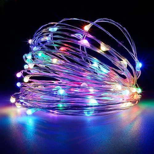 100 micro LED-es  elemes dekor fényfüzér, tündérfény, színes, 5 m