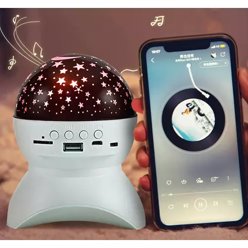Zenélő, LED Csillagfényes éjjeli lámpa, USB csatlakozóval