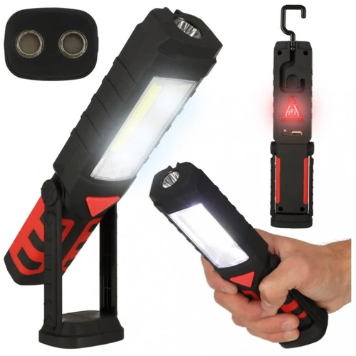 3 az 1-ben akkus COB LED műhelylámpa, szerelőlámpa, USB-s töltés, mágneses, 1200 mAh, 200 lm