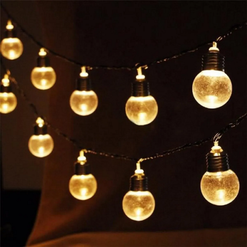 30 LED-es elemes izzó gömb party fényfüzér, meleg fehér, 4,5 m
