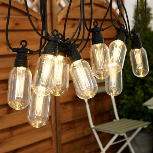 10 LED-es kerti Edison lámpafüzér, hangulatvilágítás, időjárásálló IP44, 9,5 m - meleg fehér