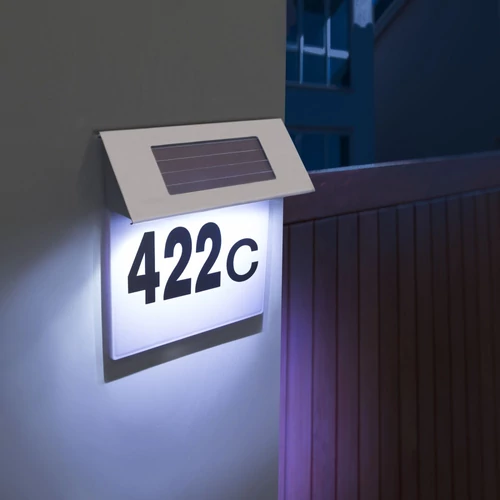 Napelemes házszám tábla LED világítással, 1.2V NI-MH 600MAH