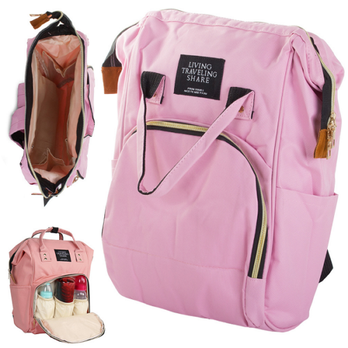 Vízálló kismama hátizsák thermo rekesszel, 39 x 24 x 19 cm, rózsaszín