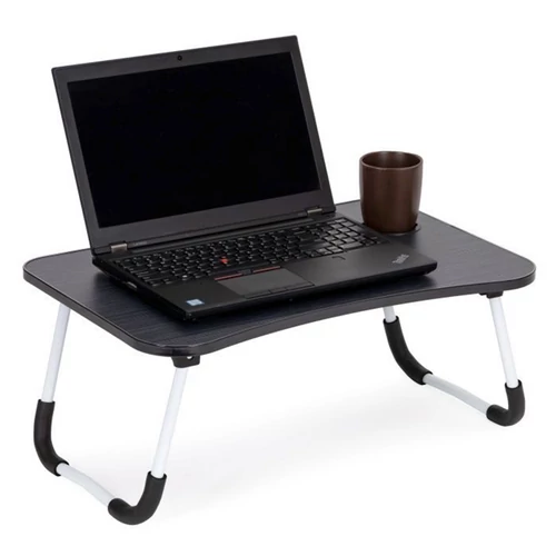 Összecsukható laptoptartó asztal, ágyhoz vagy kanapéra, 60 x 40 cm, fekete, MH