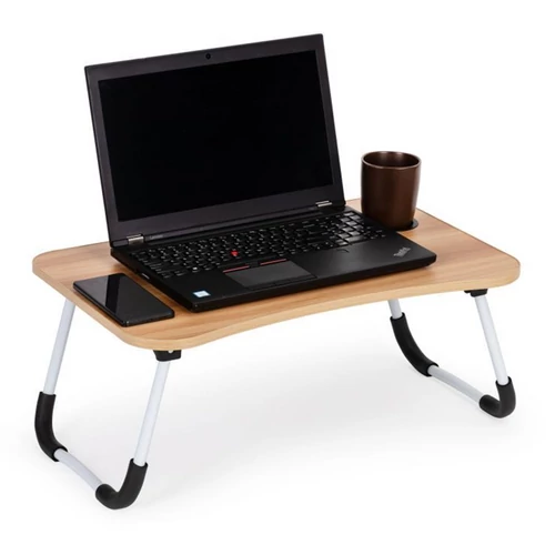 Összecsukható laptoptartó asztal, ágyhoz vagy kanapéra, 60 x 40 cm, barna, MH