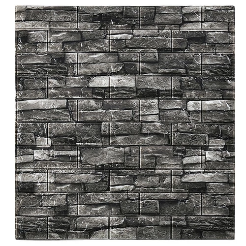 Öntapadós 3D tégla hatású fali hab tapéta, szürke,  70 x 70 cm, 1 db