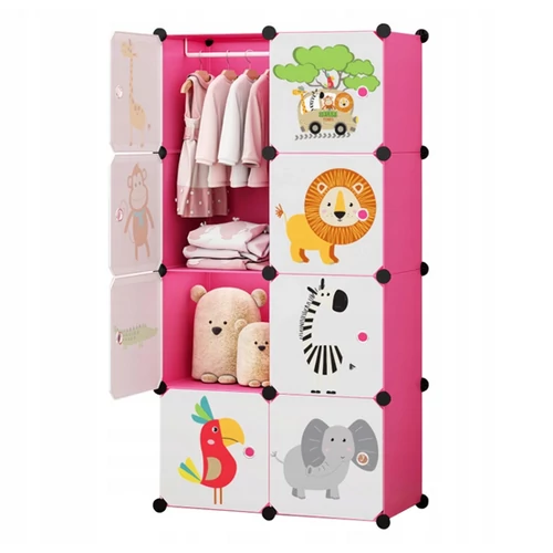 HÖGLER Moduláris Push-Fit Vidám gyerek gardróbszekrény rózsaszín 144 x 74 cm 8 modul 3894
