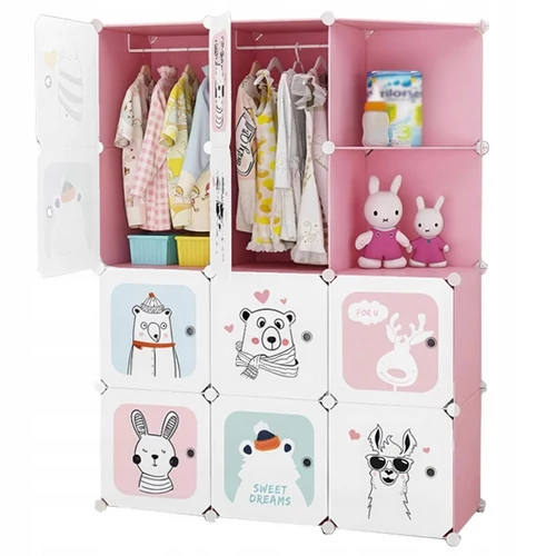 HÖGLER Moduláris Push-Fit Cuki gyerek gardróbszekrény rózsaszín 144 x 112 x 37 cm 12 modul