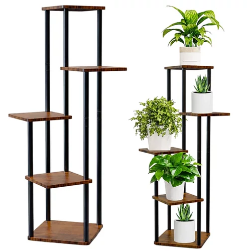 Loft Skandináv stílusú Fém, MDF fa mintás modern 5 szintes, nappaliba, erkélyre, 106 x 30 cm 