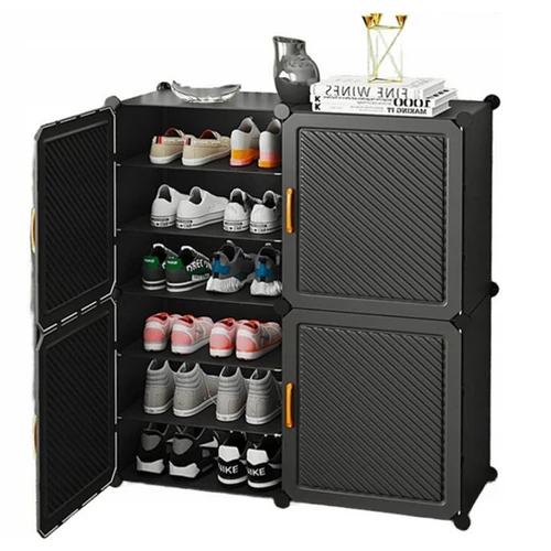 HÖGLER-ELEGANCA Moduláris Push-Fit cipős szekrény könyvespolc bútor fekete tágas 12 szint