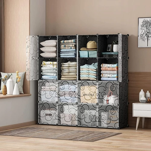 HÖGLER XXL Moduláris Push-Fit szekrény fekete 144 x 144 cm 16 modul
