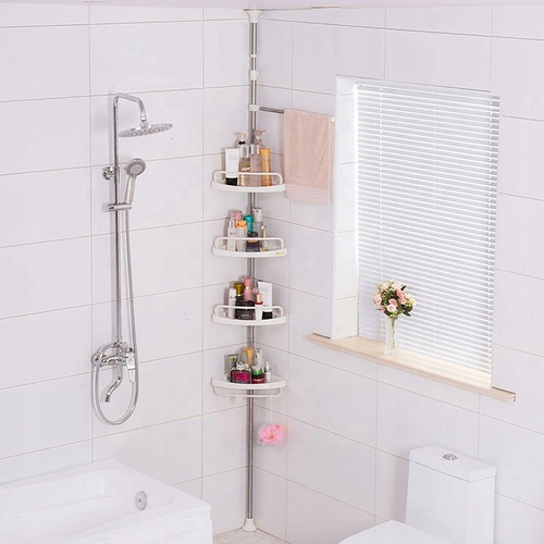 Fürdőszobai állítható teleszkópos sarokpolc, 230-292 cm