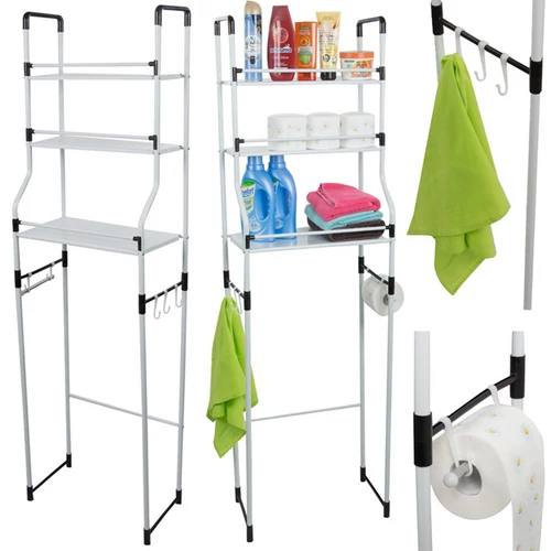 Fürdőszobai aluminium tároló állvány, WC-hez , 3 polcos, 157 x 46 cm