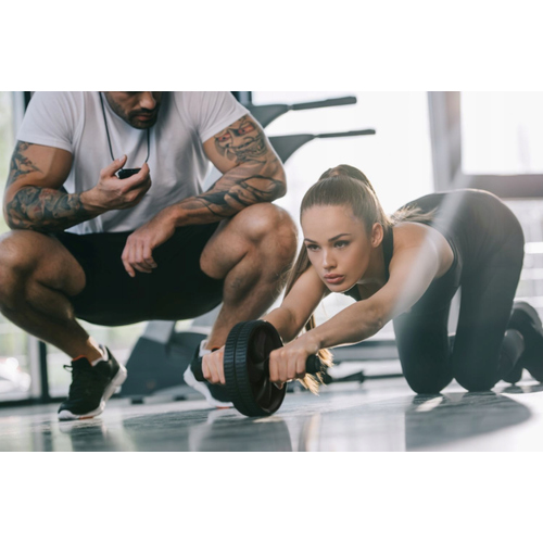 XQmax hasizomerősítő roller, erős dupla kerékkel 18 cm, fekete