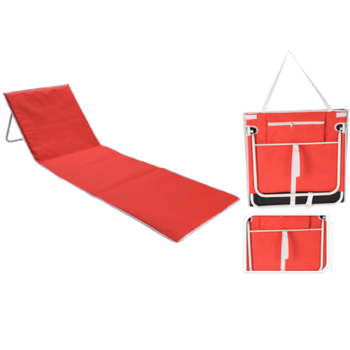 Nagyméretű összehajtható puha strandszőnyeg, háttámlával, 158 x 53 cm - piros