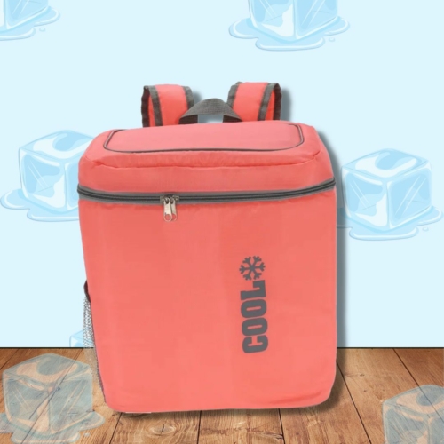 Hűtőtáska hátizsák, 16L, 27 x 19 x 31 cm, lazacszínű