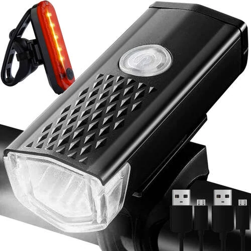 LED-es vízálló Kerékpár első és hátsó lámpa, USB-s