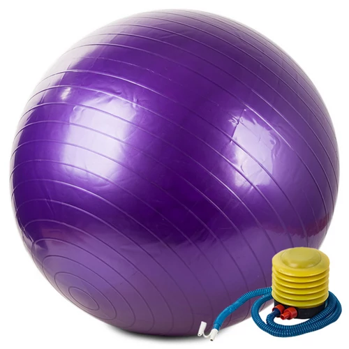 Yoga fitneszlabda, gimnasztikai labda pumpával, 65 cm, lila