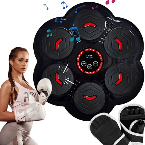 Boksz 6 ügyességi szintes edző pajzs MMA zenélő, USB-s + bokszkesztyűvel 