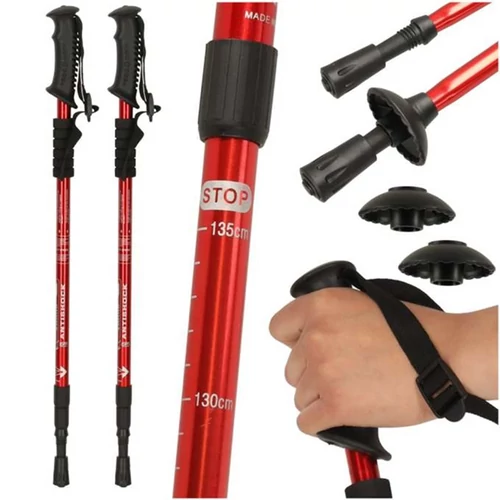2 db Nordic walking Antischok trekking túrabot, piros TF