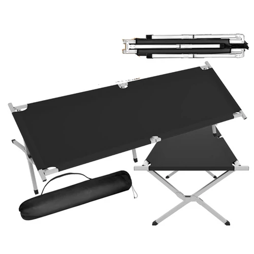 Nagyméretű strapabíró összecsukható kempingágy 190 x 62 cm 100 Kg fekete RG
