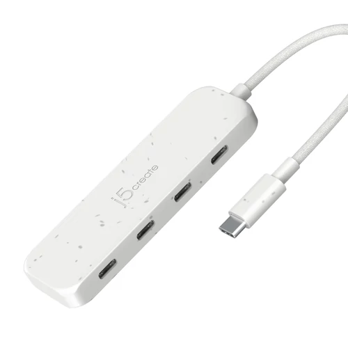 j5create JCH345EW, USB 3.2 Gen 1 (3.1 Gen 1) Type-C, USB 3.2 Gen 2 (3.1 Gen 2) Type-C, 10000 Mbit/s, Fehér, Akrilnitril-butadiénsztirol (ABS), Újrahasznosított műanyag, Kína
