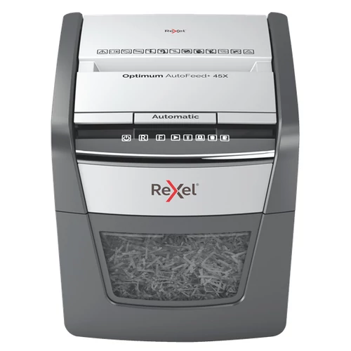 Rexel AutoFeed 45X, Keresztbe vágás, 4 x 28 mm, 20 L, 150 lapok, 55 dB, Érintős