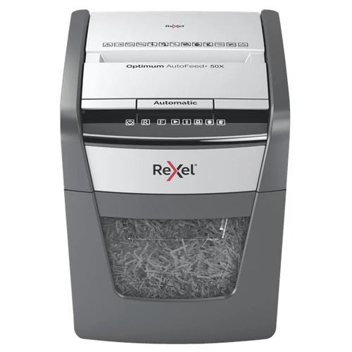 Rexel Optimum AutoFeed+ 50X, Keresztbe vágás, 22 cm, 4 x 28 mm, 20 L, 150 lapok, 55 dB