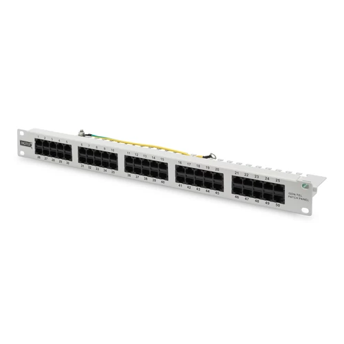 Digitus DN-91350-1, RJ-45, Cat3, Rackre szerelhető, 1U, Szürke, 514 mm