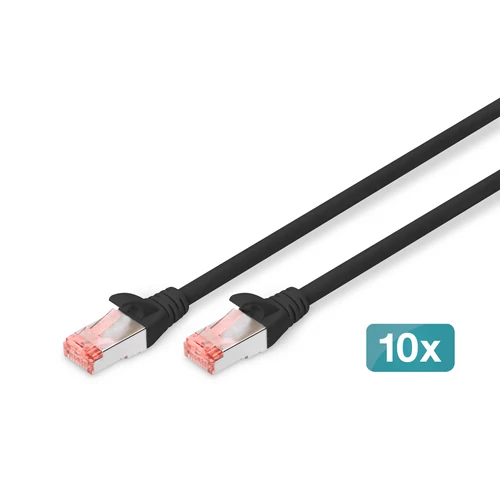 Digitus DK-1644-020-BL-10, 2 M, Cat6, S/FTP (S-STP), RJ-45, RJ-45, Fekete