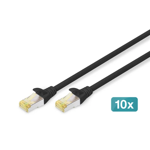 Digitus DK-1644-A-050-BL-10, 5 M, Cat6a, S/FTP (S-STP), RJ-45, RJ-45, Fekete