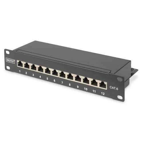 Digitus DN-91612S, RJ-45, Rackre szerelhető, 1U, Fekete, Galvanizált acél, SECC, 280 mm
