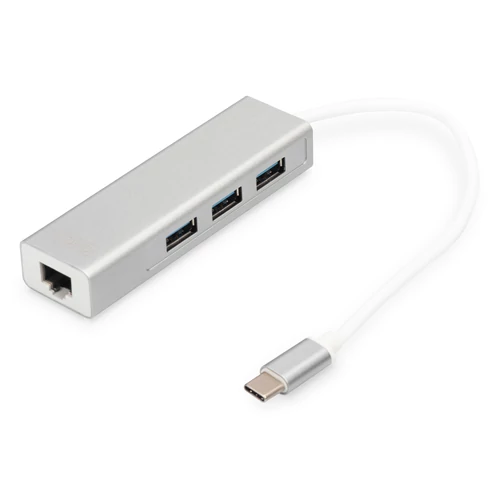 Digitus DA-70255, USB 3.2 Gen 1 (3.1 Gen 1) Type-C, IEEE 802.3, IEEE 802.3ab, IEEE 802.3u, Szürke, Fehér, USB 3.2 Gen 1 (3.1 Gen 1) Type-A, Kína, USB