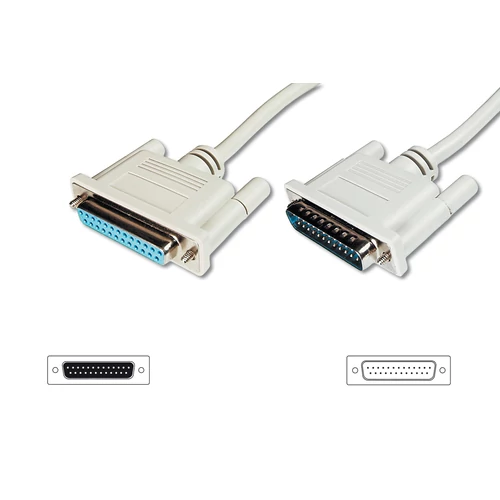Digitus AK-610201-100-E, Bézs, 10 M, D-Sub25, D-Sub25, Dugó, Aljzat