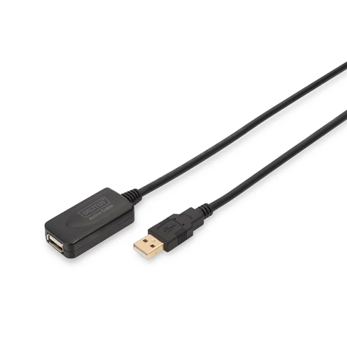 Digitus DA-70130-4, 5 M, USB A, USB A, USB 2.0, Dugó/aljzat, Fekete