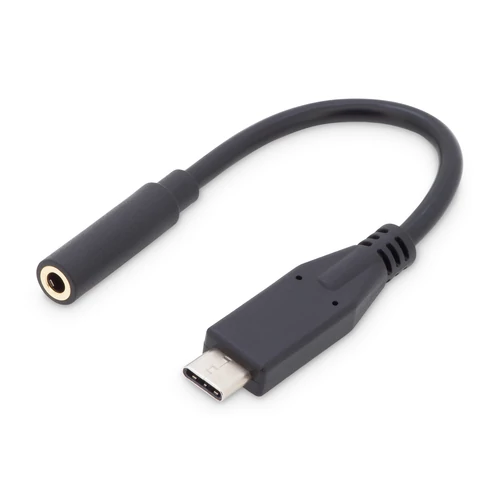 Digitus AK-300321-002-S, 0,2 M, USB C, 3.5mm, Fekete, Dugó, Aljzat
