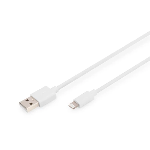 Digitus DB-600106-020-W, 2 M, Lightning, USB A, Dugó, Dugó, Fehér