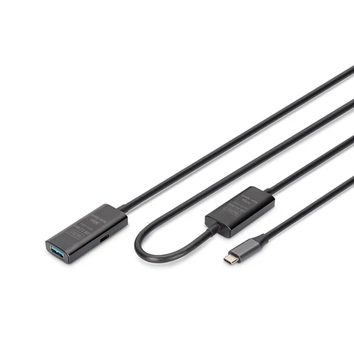 Digitus DA-73111, 10 M, USB C, USB A, USB 3.2 Gen 1 (3.1 Gen 1), 5 Gbit/s, Fekete