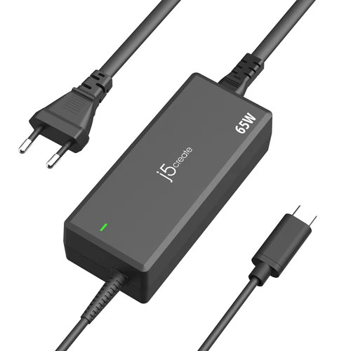 j5create JUP1265, Univerzális, Beltéri, 65 W, Suitable for mobile phones, tablets, consoles, and notebooks, Fekete, Műanyag