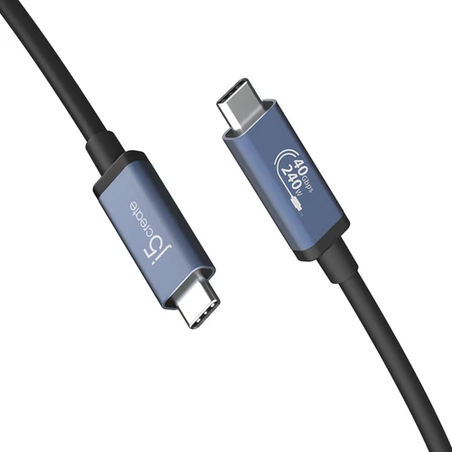 j5create JUC29L08, 0,8 M, USB C, USB C, 40 Gbit/s, Fekete, Kék