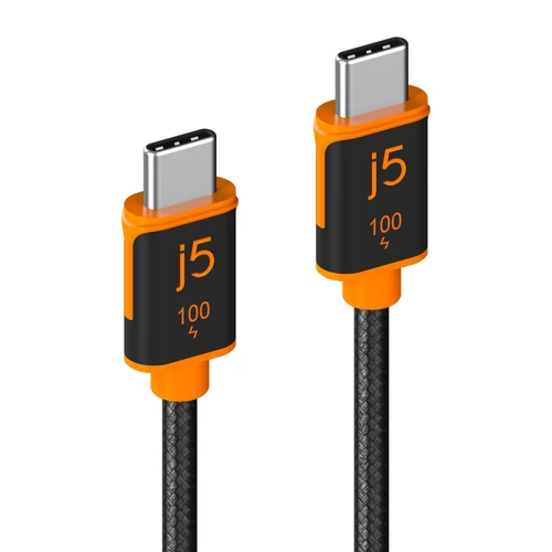 j5create JUCX25L18, 1,8 M, USB C, USB C, 0,48 Gbit/s, Fekete, Narancssárga
