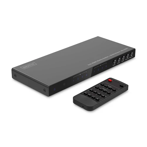 Digitus DS-55345, AV mátrixváltó, 10,2 Gbit/s, Fekete, Fém, Gombok, Távirányító, Státusz