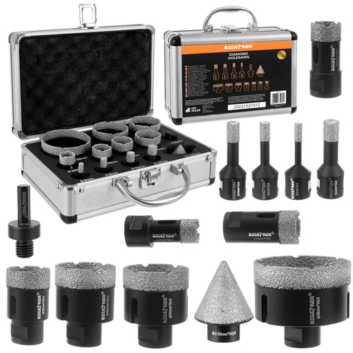 Diamond hole saws - set of 13 Bigstreen 27012