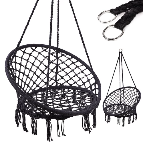 Gólyafészek karosszék hinta háttámlával fekete 80cm