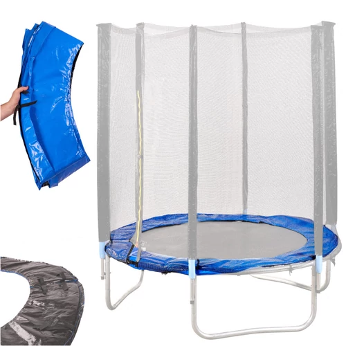 183 cm Trambulin Rugóvédő, 1.5cm Hab, PVC, Kék-Fekete, Zsinóros Rögzítés