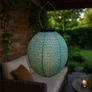 Kép 2/3 - ArtiCasa Ovális napelemes fénynyomat mintás Party LED-es Lampion 29 x 20 cm kék színű 1 db