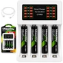 Kép 1/5 - Akkumulátortöltő AA és AAA újratölthető elemekhez, 4 db 2800 mAh AA elemmel