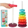 Kép 6/6 - Szivárvány torony montessori játék, 8 színes-forgó kerékkel
