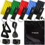 Kép 1/5 - 5 db-os Fitness Gumiszett 5-25 kg ellenállás 2 fogantyú fitness+crossfithez ajtó rögzítővel tokkal